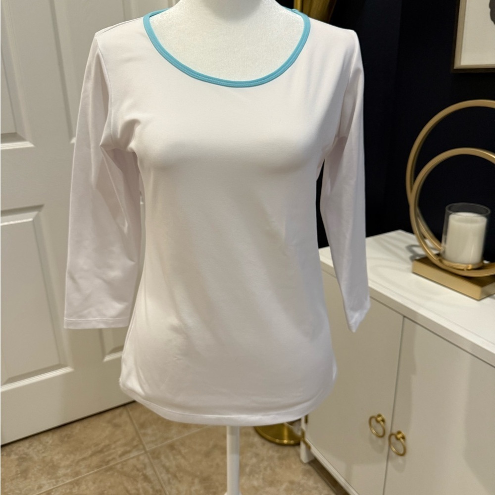 Pogue White Top with Blue Trim size small